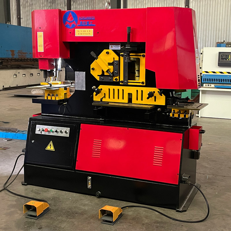 100T 20mm Red High Precision Hydraulic Ironworkers Shearing Notching Punching